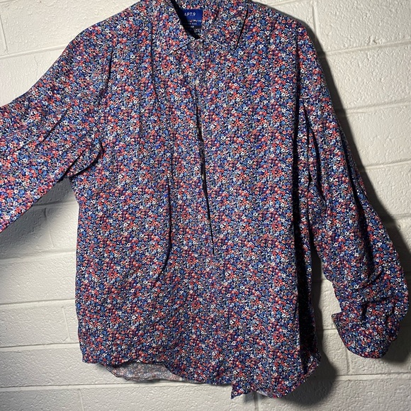 Mens Floral Longsleeve Button Up Premier Stretch Flex Apt.9 Large Shirt Slim Fit - Picture 4 of 6